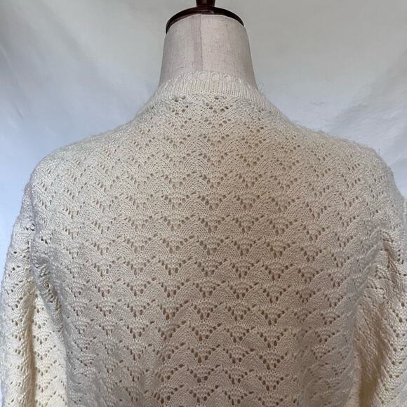 Vitg 80s Pointelle Knit Cardigan Women Sz S Cottagecore Coquette Wintuk Scallop - Picture 6 of 10